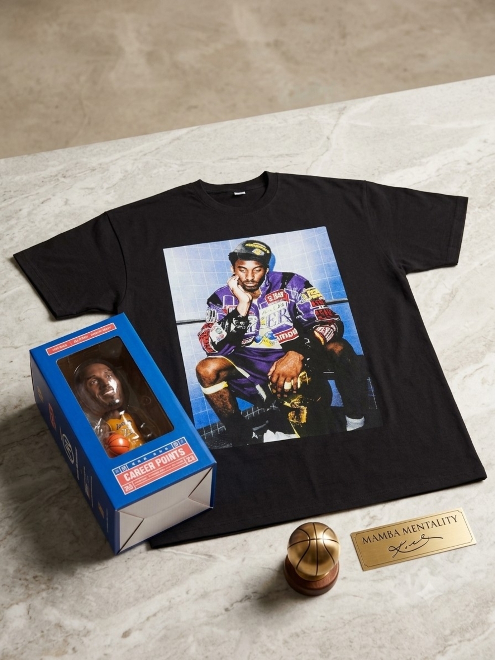 2001 Kobe Bryant NBA Finals Tee & KOBE BOBBLEHEAD!!! NEW